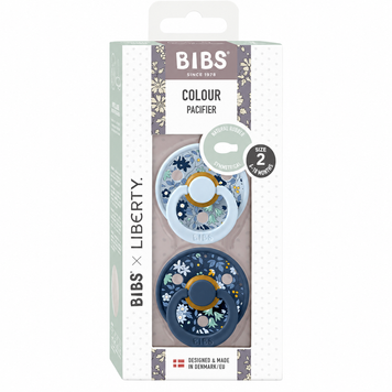 Пустушки BIBS x Liberty Colour Latex Symmetrical (симетрична) &ndash; Chamomile Lawn, набір 2шт., 6-18 міс., блакитна/темно-синя, квітковий принт 1678 фото
