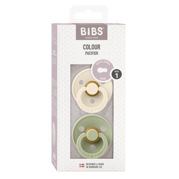 Пустышки BIBS Colour Latex Round (круглые), набор 2 шт., 0&ndash;6 мес., молочная/светло-зеленая 1521 фото