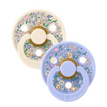 Пустушка BIBS x Liberty Colour Chloe Meadow Latex Round (круглі), набір 2 шт., 6-18 міс., молочна/блакитна, квітковий принт 1526 фото