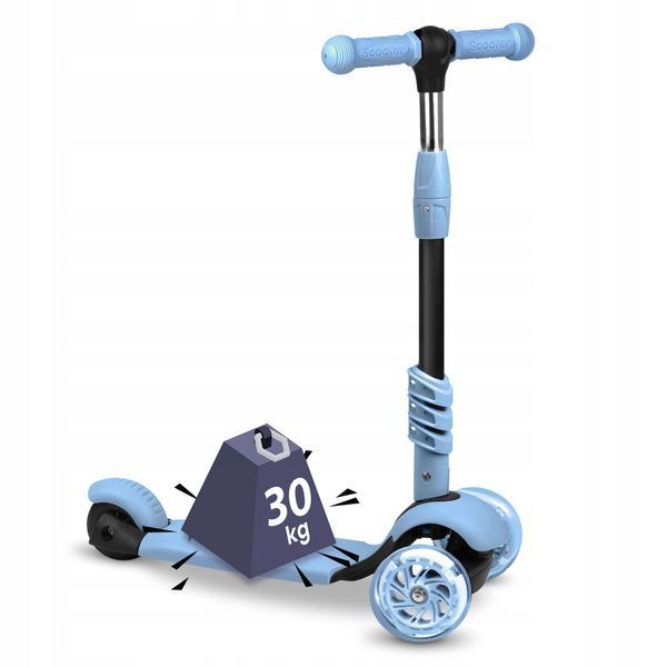 Самокат з LED-підсвіткою Ricokids Todi 3в1, синьо-сірий 1105 фото