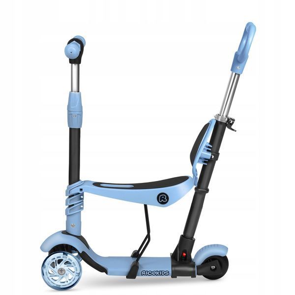 Самокат з LED-підсвіткою Ricokids Todi 3в1, синьо-сірий 1105 фото