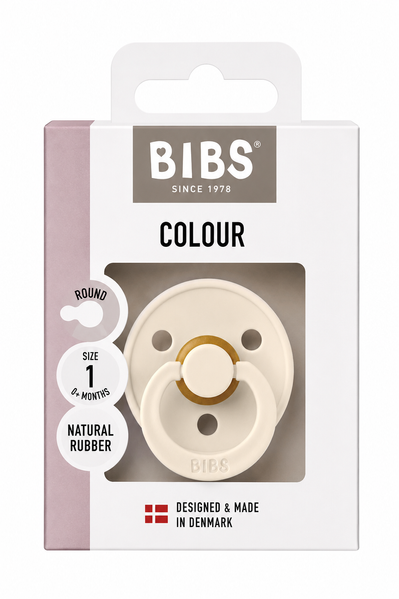 Пустушка BIBS Colour Latex Round (кругла), 0-6 міс., молочна 1580 фото