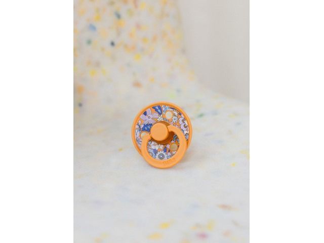 Пустушка BIBS x Liberty Colour Latex Round (кругла) June Blossom, набір 2 шт., 6&ndash;18 міс., бузкова/помаранчева, квітковий принт  1534 фото