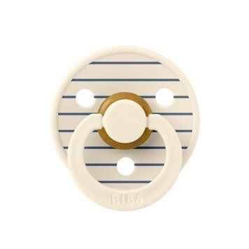 Пустушка Studio Colour Latex Round (кругла), 0&ndash;6 міс., молочна, принт із вузькою темно-синьою смужкою 1621 фото
