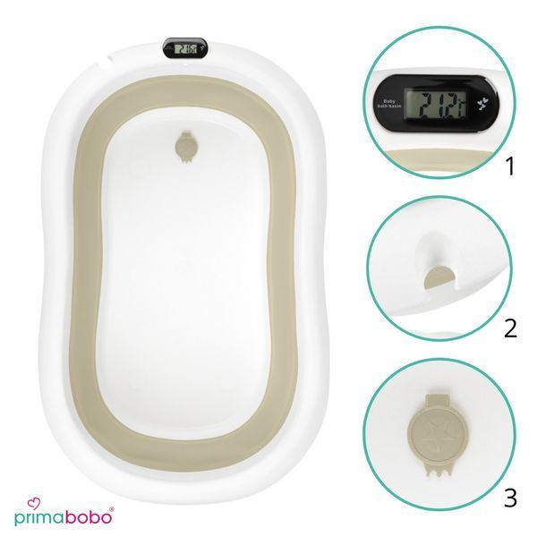 Ванночка с термометром и вкладышем Primabobo PREMIUM, бежевая 1245 фото