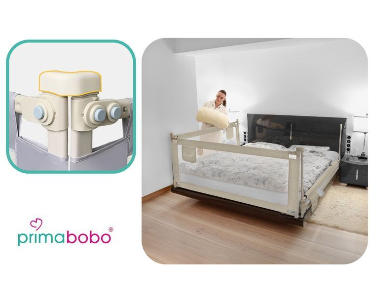 Защитный барьер-бортик для кровати с сеткой Primabobo &laquo;Classic&raquo;, 200 см, бежевый 1272 фото