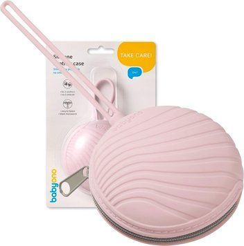 Футляр для пустышки силиконовый BabyOno, розовый 1442 фото