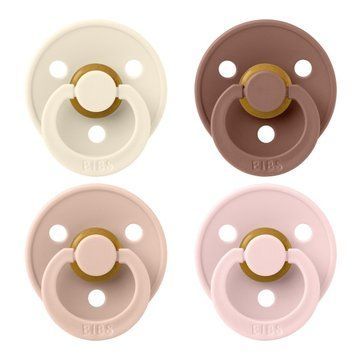 Пустышки BIBS Colour Latex Round (круглые), набор 4шт., 6-18 мес., в бежево-розовых тонах 1505 фото
