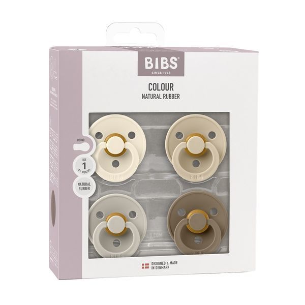 Пустышки BIBS Colour Latex Round (круглые), набор 4шт., 0&ndash;6 мес., в натурально-бежевых тонах 1506 фото