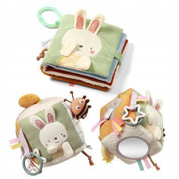 Набор сенсорных игрушек: книжечка 1531+ куб 1680, Babyono, Зайчик  1287 фото