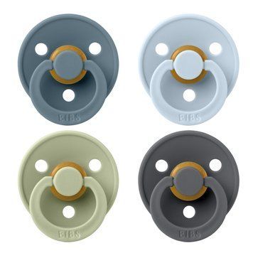 Пустышки BIBS Colour Latex Round (круглые), набор 4шт., 6-18 мес., в голубовато-зеленых тонах 1509 фото