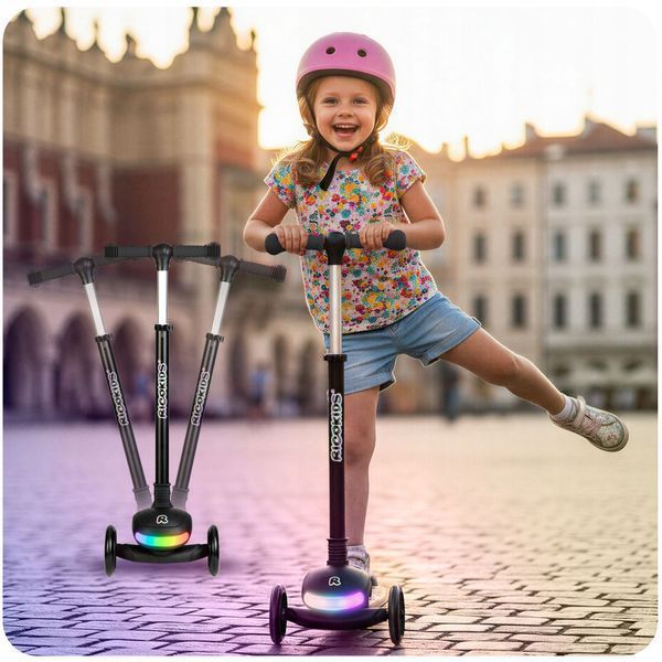 Самокат детский трёхколёсный с подсветкой Ricokids Glowi, чёрный 1337 фото
