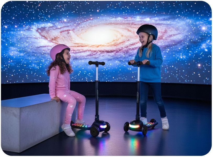 Самокат детский трёхколёсный с подсветкой Ricokids Glowi, чёрный 1337 фото